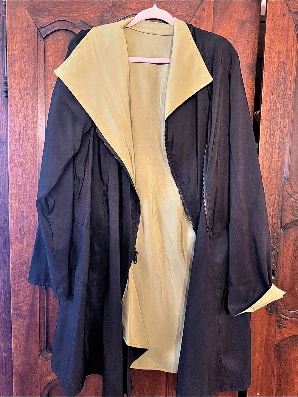 Black & Yellow Zip Front Coat